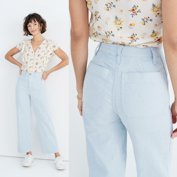 Madewell Denim - Madewell Emmett Slim Speckle Wide Leg Crop